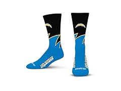 LOS ANGELES CHARGERS Black Wave Crew Sock (L)