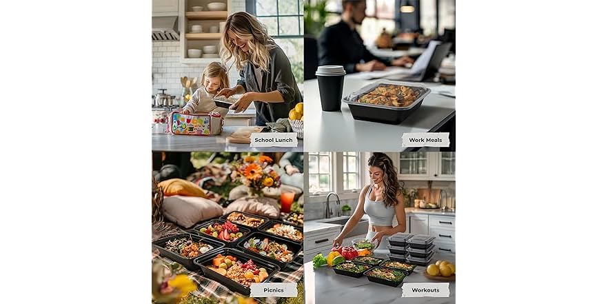 Enther Meal Prep Containers 12 Pack 1 Compartment