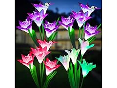 4-Pack Solar Powered Garden Flowers with Lights