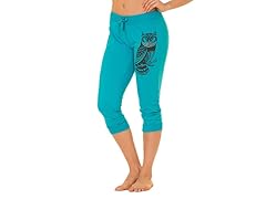 "OWL" French Terry Capri W/ Rhinestuds, Blue