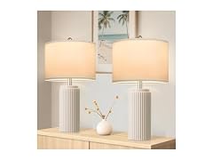 TOBUSA Beige 23.5" Modern Ceramic Table Lamps Set of 2