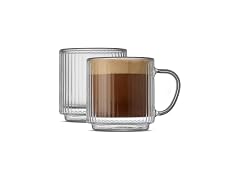 JoyJolt Haven Stackable Fluted Glass Mugs Set of 2