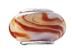 Brown, White & Yellow Swirl Glass Bead
