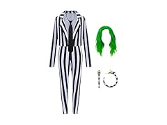 Women's Black and White Striped Suit