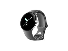 Google Pixel Watch - Android Smartwatch with Fitbit Activity Tracking - Heart Rate Tracking Watch Polished Silver Stainless Steel case with Charcoal Active band - WiFi (Open Box)