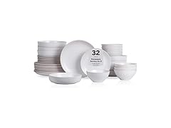 Modern Stoneware 32-piece Round Dinnerware Set  Off White