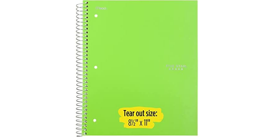 Five Star Spiral Notebooks, 3 Subject, 150 College Ruled - View #3
