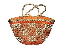 Essential Decor Entrada Collection Corn Leaf and Straw Orange Bag, 12 x 21 x 7"