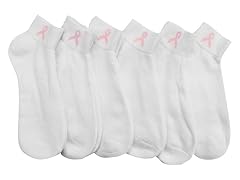 6-Pack Pink Ribbon Socks