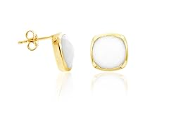 18K Gold Over SS .925 White Agate 7cttw Earring
