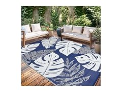 GarveeLife Outdoor Straw Rug 8x10 Blue