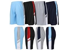 4PK Mens Moisture Wicking Mesh Shorts