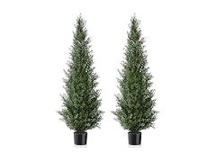 TRESIL Set of 2 Pre-Potted 3 Feet Faux Cedar Tree