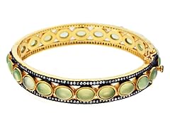 18K Gold-Plated SS Peridot Semi-Precious Gemstone Bangle