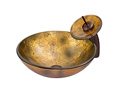 VIGO Copper Shapes Glass Vessel Sink and Waterfall Faucet Set in Oil Rubbed Bronze
