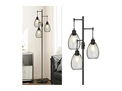 Dimmable Floor Lamp w/3 Teardrop Shackles