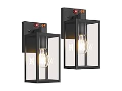 BesLowe 2-Pack Outdoor Wall Lights, Black
