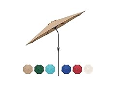 HealSmart 9ft Patio Umbrella with Push Button Tilt/Crank, Tan