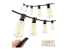 Brightever 120FT LED Outdoor String Lights with Remote