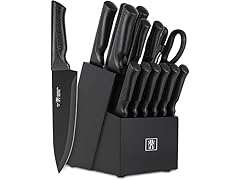 15-Piece Kitchen Knife Set w/ Block- Black
