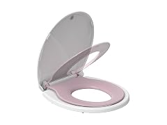 Takywep Toilet Seat White w Pink Flat Toilet- Round