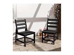 GREENVINES HDPE Outdoor Dining Chairs Set of 2, Armless Chair, Black