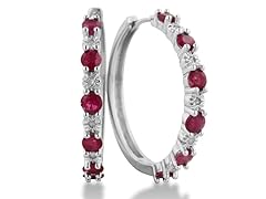 1.8ct Ruby & Diamond Hoop Earrings