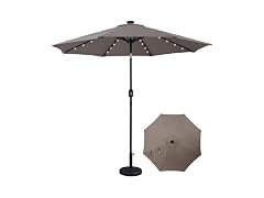 Backyard Expressions 9FT Solar Patio Umbrella Desert Taupe