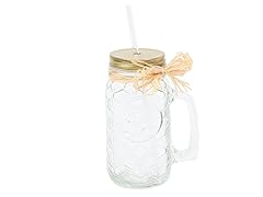 Glass Mason Jar with Lid & Straw-24oz.