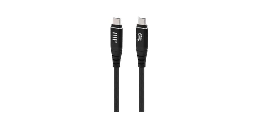 Monoprice USB4 40Gbps Cable, 240W EPR, 8K HDR, USB-IF Certified Braided (1.5ft, Black) - 2 Pack