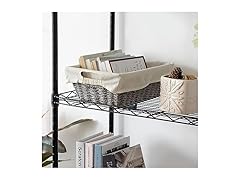Sukkiri Homu Wicker Storage Basket with Handles, 2-Pack Grey 