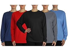 4Pk Womens L/S Performance T-Shirt