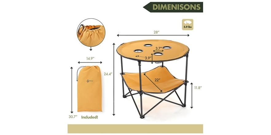 ARROWHEAD OUTDOOR Circular Folding Table