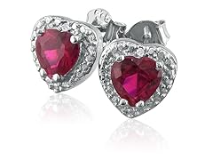 2ct  Heart Shaped Ruby & Diamond  Earrings