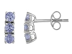 Sterling Silver 3 Stone Light Tanzanite Earrings