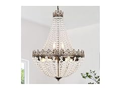 Crystal Chandelier for Dining Room, 18.5" Antique French