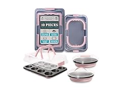 10 Pc Nonstick Baking Pans Set Pink