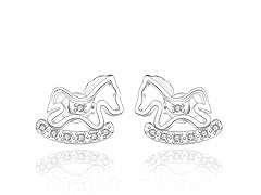 Sterling Silver Pave Horse Studs