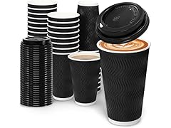 (100 Pack) 16 oz Coffee Cups with Lids