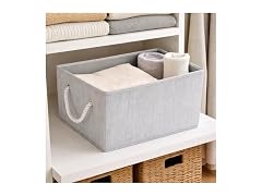Sukkri Gray Storage Bins with Rope Handles, 2 PK