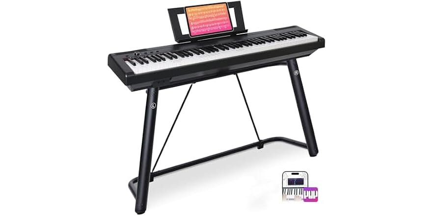 AODSK 88-Key Weighted Digital Piano with U Stand, 3-Pedal Unit & 2x15W Speakers