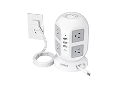 TESSAN 10ft Cord Power Tower (8 Outlets, 2 USB-C, 3 USB-A)