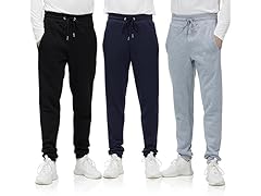 3PK Mens French Terry Joggers w/ Pockets