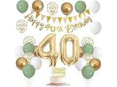 40th Birthday Balloon Set Sage & Gold