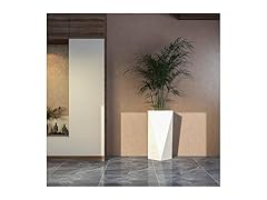 LeisureMod \Aloe PolyStone Planter White
