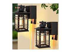 Porch Lights with GFCI Outlet, 2-Pack Motion Sensor