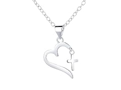 Cross and Heart Pendant Necklace