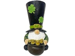 6.7" Solar Resin St. Patty Gnome