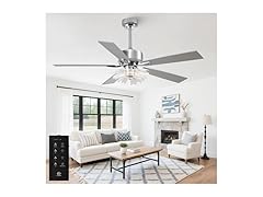 Parrot Uncle F6035CR 52 Inch Ceiling Fans with Lights and Remote