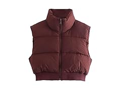 KEOMUD Women's Winter Crop Puffer Vest